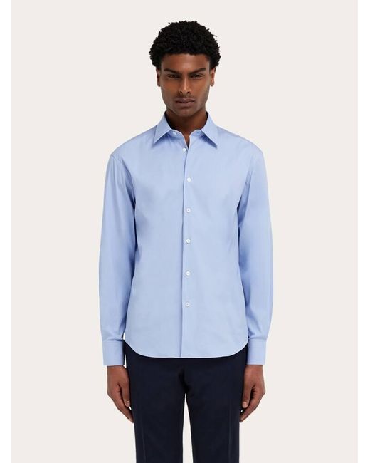 Ferragamo Blue Shirt With Micro Print for men
