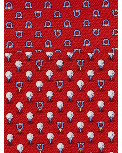 Hommes Cravate En Soie Imprimé Golf Rouge Ferragamo pour homme en coloris Red