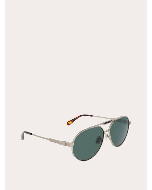 Ferragamo Green Aviator Frame Sunglasses for men
