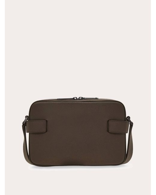 Ferragamo Brown East-West Crossbody Bag With Hug Buckle for men