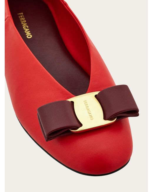 Mujer Bailarinas Lazo Vara Rojo Llama Talla Ferragamo de color Red