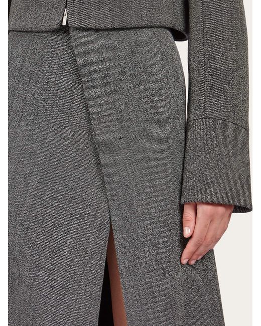 Femmes Jupe Portefeuille En Tweed Gris Ferragamo en coloris Gray