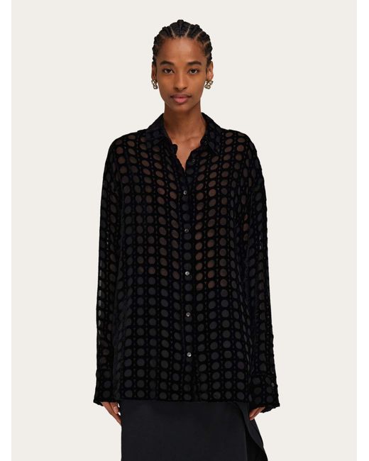 Ferragamo Black Damen Bluse Aus Dévoré-Samt