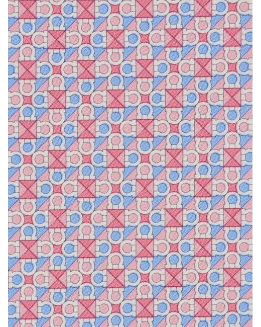 Ferragamo Pink Gancini Square Print Silk Tie for men