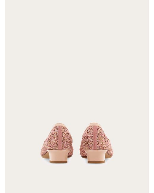 Ferragamo Pink Macramé Vara Bow Pump