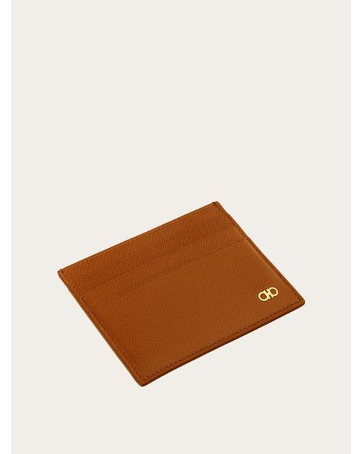 Ferragamo Brown Gancini Credit Card Holder for men