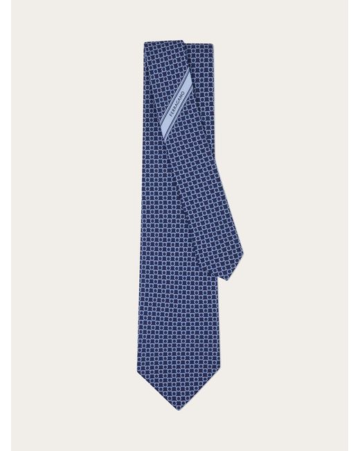 Ferragamo Blue Link Print Silk Tie for men