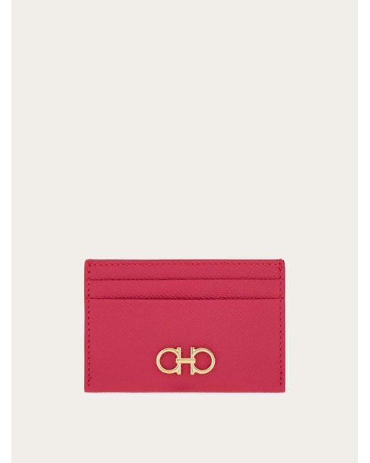 Ferragamo Pink Gancini Credit Card Holder
