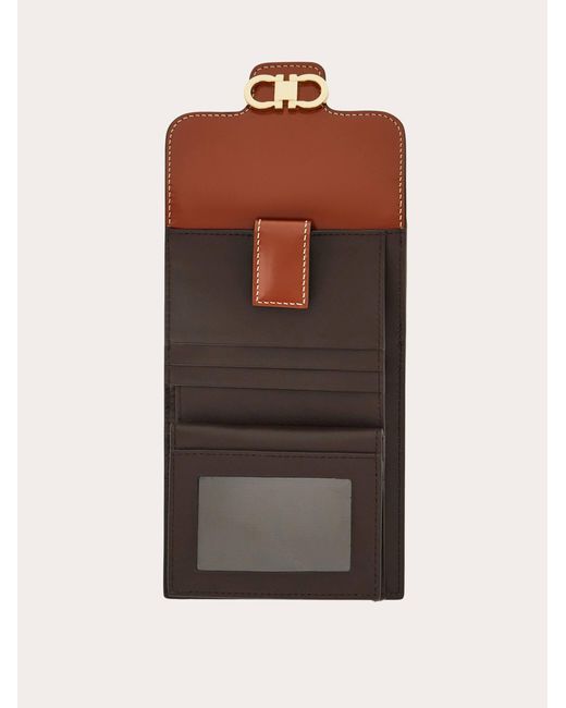 Ferragamo Brown Gancini Compact Wallet