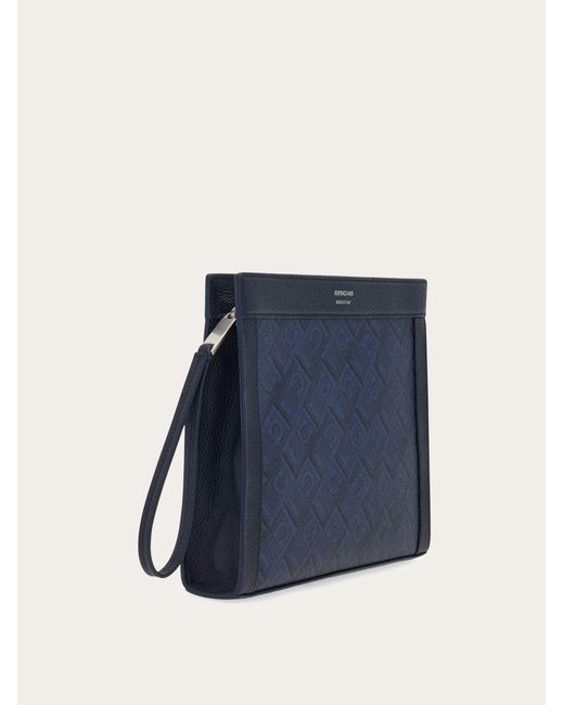 Ferragamo Blue Monogram Pouch for men