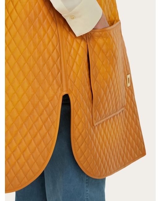 Ferragamo Orange Quilted Nappa Gilet