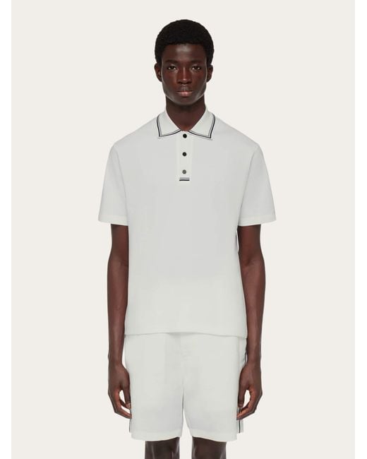 Ferragamo White Short Sleeved Polo Shirt for men