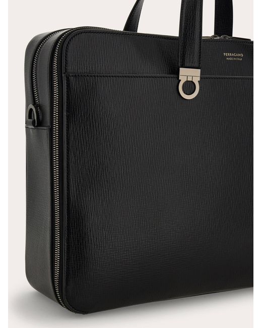 Ferragamo Black Gancini Briefcase for men