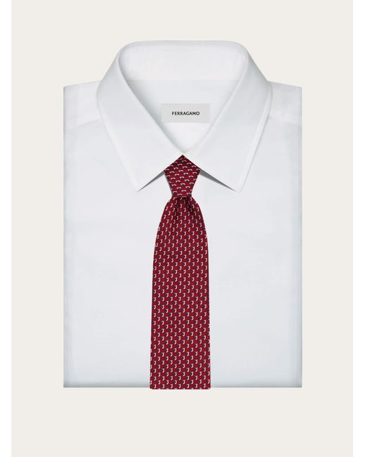 Ferragamo Red Bicolor Gancini Jacquard Tie for men