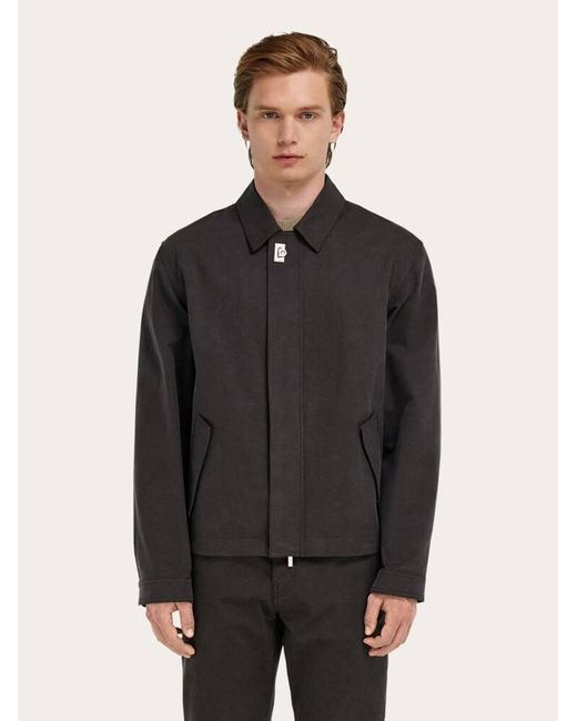 Ferragamo Black Washed Canvas Blouson for men