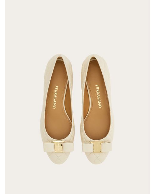 Ferragamo Natural Quilted Varina Ballet Flat .5