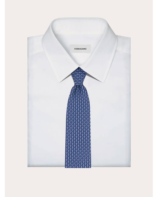 Ferragamo Blue Good Luck Print Silk Tie for men