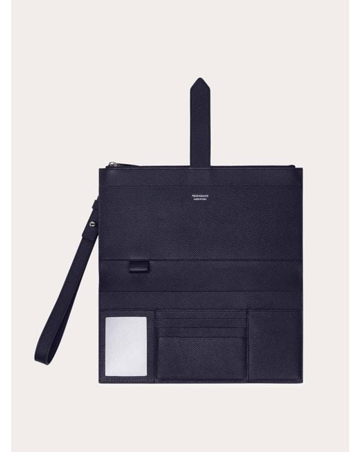 Ferragamo Blue Gancini Document Holder for men