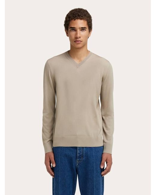 Ferragamo Natural V-Neck Sweater for men