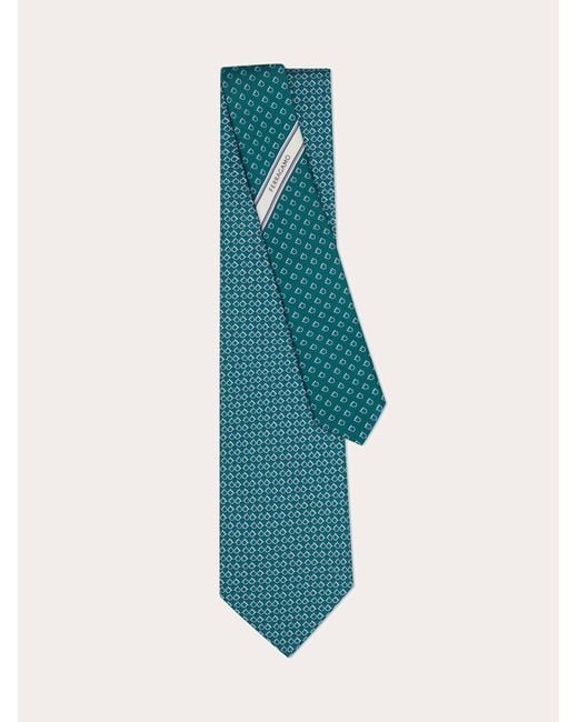 Ferragamo Blue Gancini Square Print Silk Tie for men