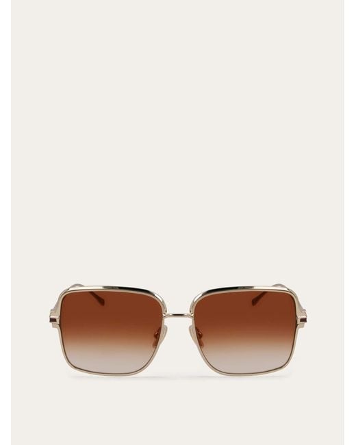 Ferragamo Brown Rectangular Frame Sunglasses