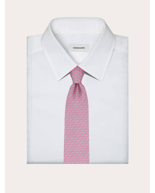 Ferragamo Pink Football Print Silk Tie for men