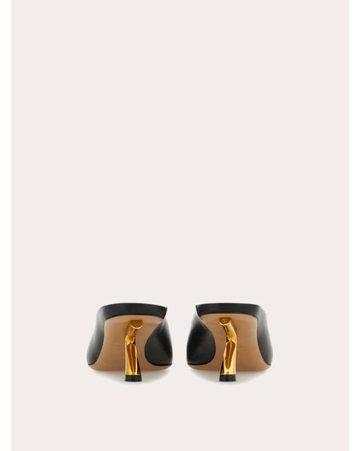 Ferragamo Black S-Shaped Heel Mule .5