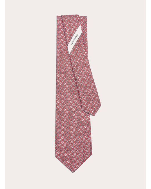 Cravatta in seta stampa Tetris di Ferragamo in Pink da Uomo