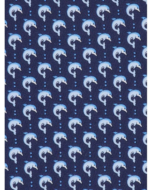 Ferragamo Herren Seidenkrawatte Mit Delfin-Print in Blue für Herren