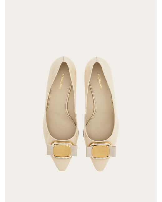 Ferragamo Natural New Vara Plate Low Heel Pump .5