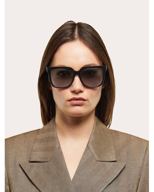Ferragamo Gray Square Frame Sunglasses