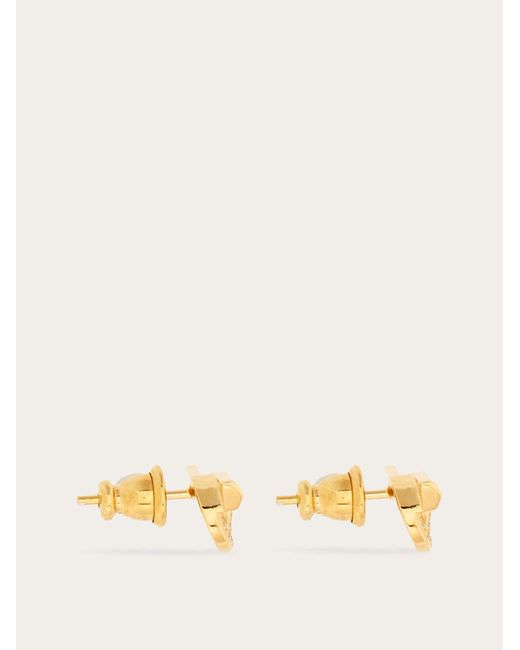 Ferragamo Natural Gancini Earrings With Rhinestones (S)