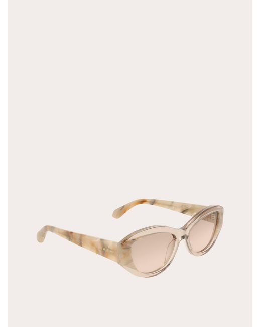 Ferragamo Natural Oval Frame Sunglasses