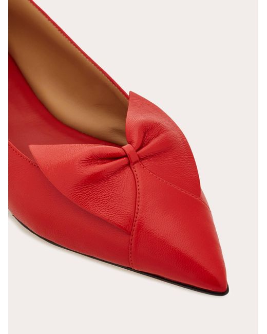 Ferragamo Red Soft Bow Ballet Flat