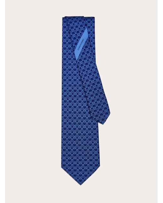 Ferragamo Blue Wave Print Silk Tie for men