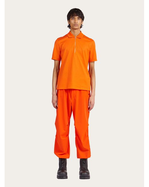 Uomo Polo Con Zip di Ferragamo in Orange da Uomo