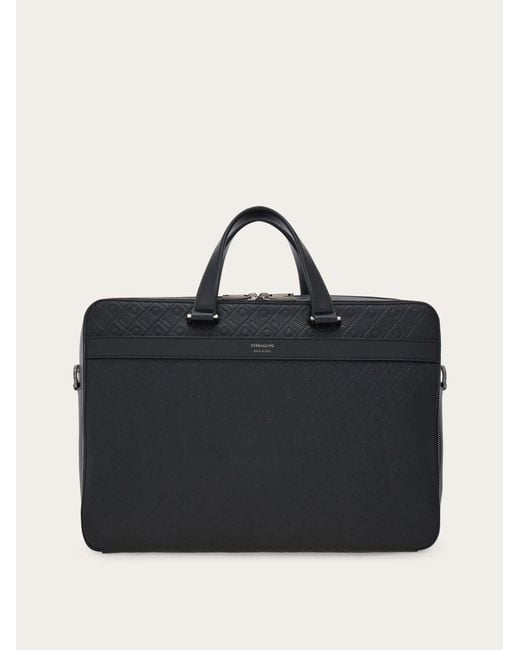 Ferragamo Black Monogram Briefcase for men