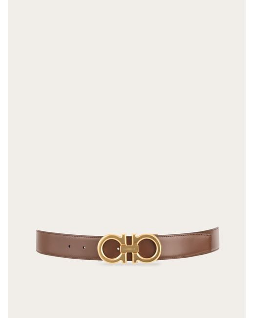 Ferragamo Natural Reversible And Adjustable Gancini Belt for men