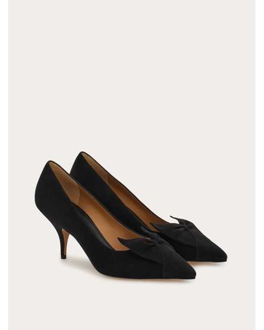 Ferragamo Black Soft Bow Pump