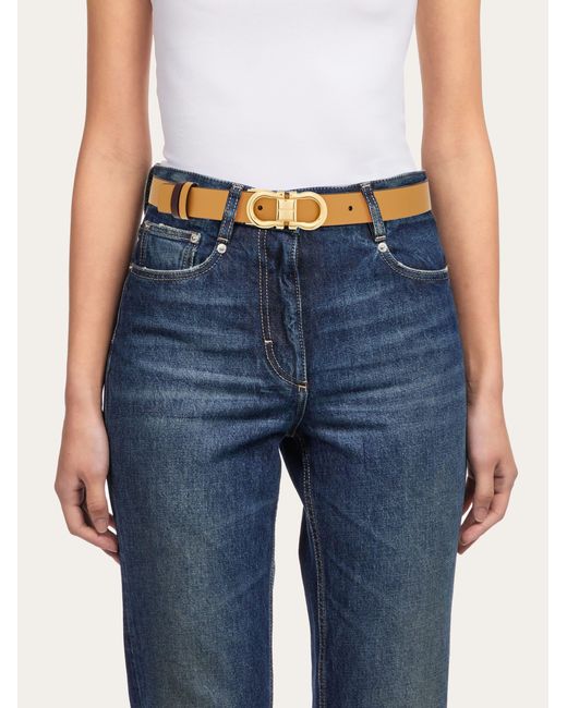 Ferragamo Natural Reversible And Adjustable Gancini Belt