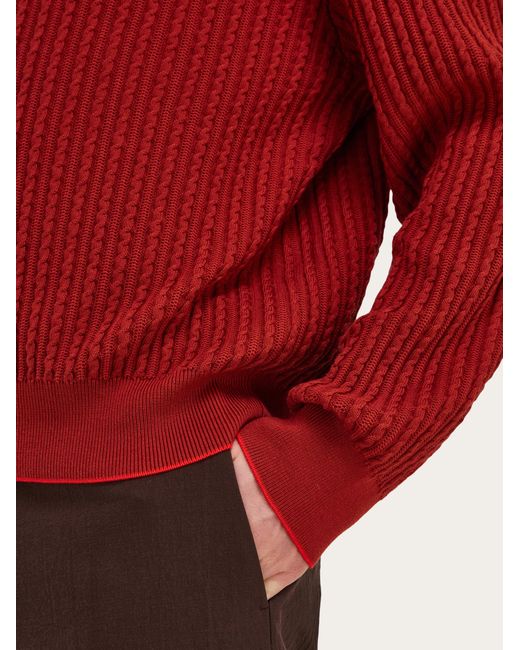 Ferragamo Red Knitted Polo Top for men