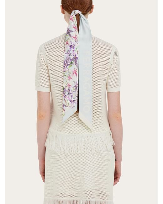 Ferragamo White Floral Bloom Print Silk Mini Bandeau