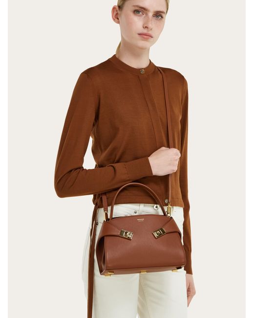 Ferragamo Brown Hug Soft Bicolor Handbag (Xs)