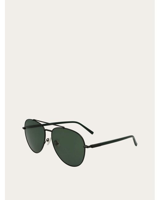 Ferragamo Green Aviator Frame Sunglasses for men
