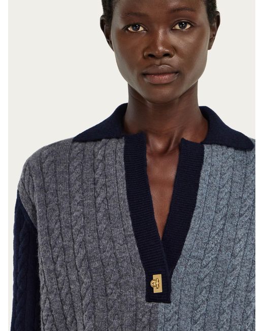 Ferragamo Blue Cable Knit