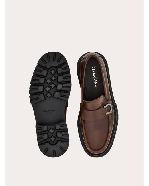 Ferragamo White Loafer With Gancini Detail for men