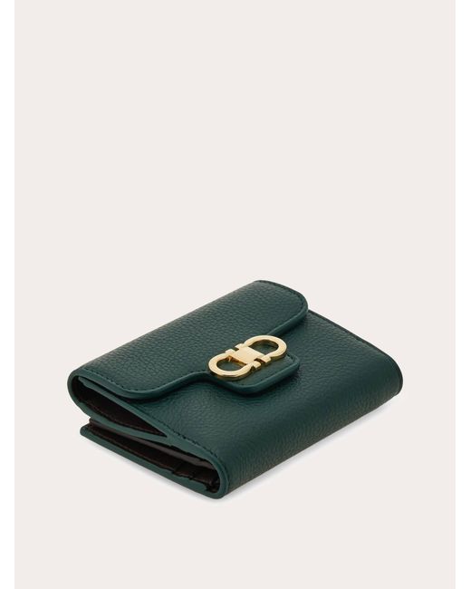 Ferragamo Green Gancini Compact Wallet