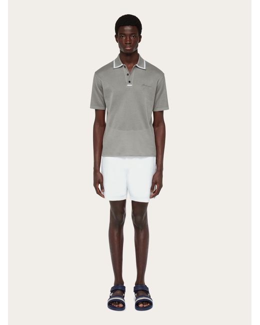 Ferragamo Gray Short Sleeved Polo Shirt for men