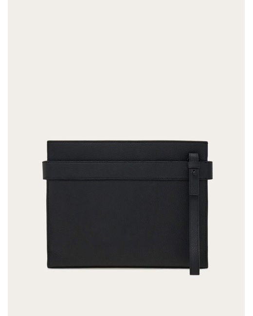 Ferragamo Black Pouch With Hug Buckle for men