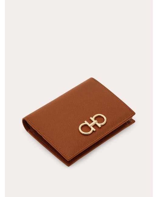 Ferragamo Brown Gancini Compact Wallet